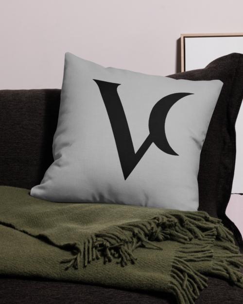 Varéluna: The VARÉ Crest™ – Premium Pillow – Gray & Black