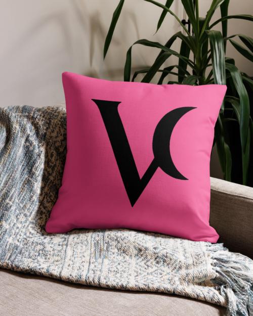 Varéluna: The VARÉ Crest™ – Premium Pillow – Pink & Black